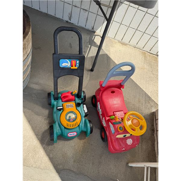 little tikes Lawnmower and Cars ride on
