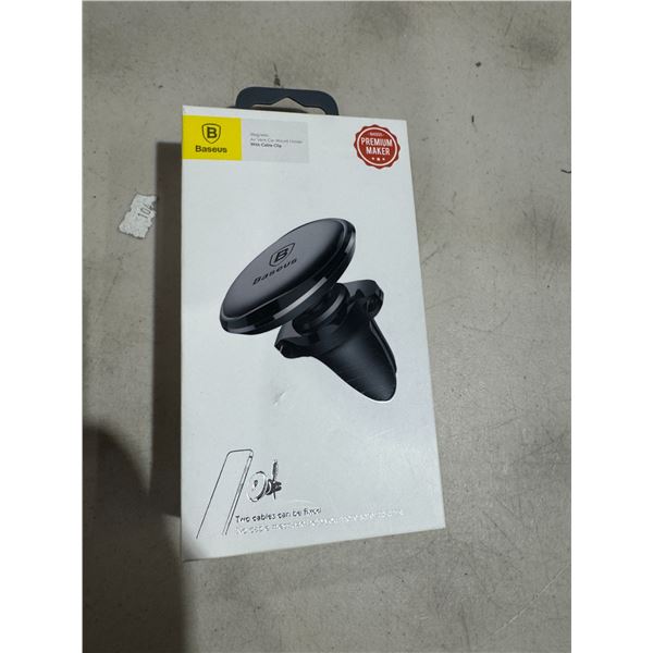 Magnetic air vent car mount holder with cable clip