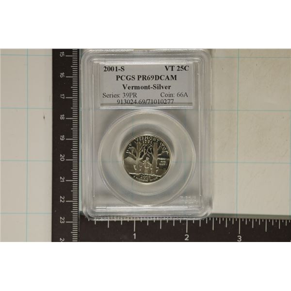 2001-S SILVER VERMOT QUARTER PCGS PR69 DCAM