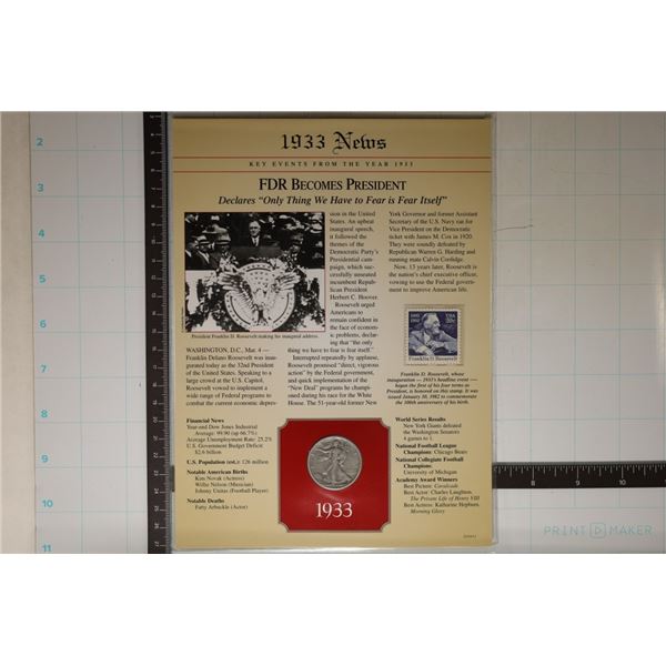 1933-S SILVER WALKING LIBERTY HALF DOLLAR WITH