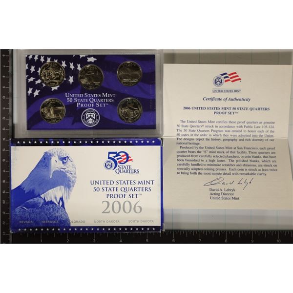 2006 US 50 STATE QUARTERS PROOF SET WITH BOX AND