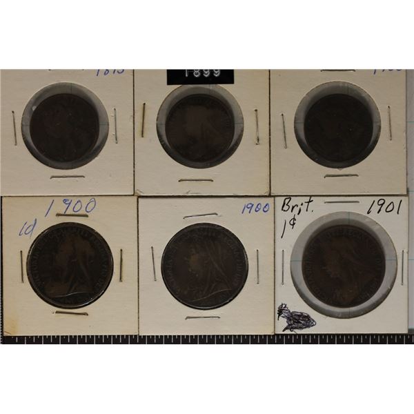 6 GREAT BRITAIN COINS: 3 HALF PENNIES (1893, 1899