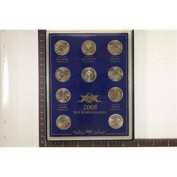 2008-P & D TEN COIN STATE QUARTER SET BU