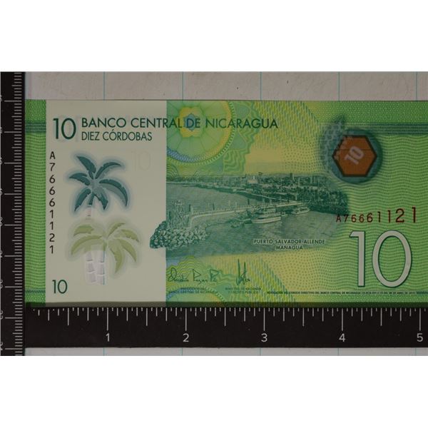 2019 BANK OF NICARAGUA CU POLYMER 10 CORDOBAS