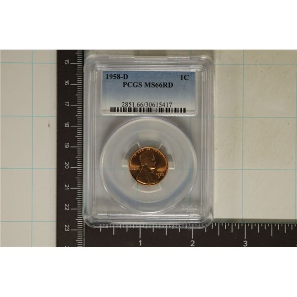 1958-D LINCOLN WHEAT CENT PCGS MS66RD