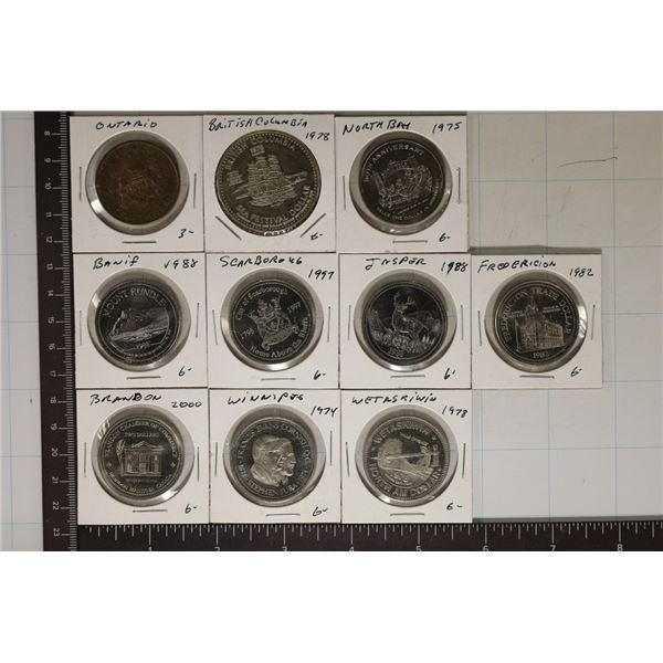 10 CANADA METAL SO-CALLED DOLLARS: 1974-1997