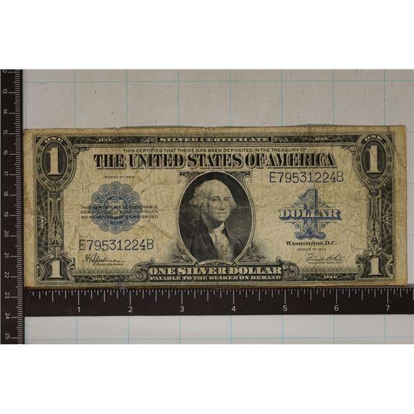 1923 US $1 SILVER CERT LARGE SIZE "HORSE BLANKET"