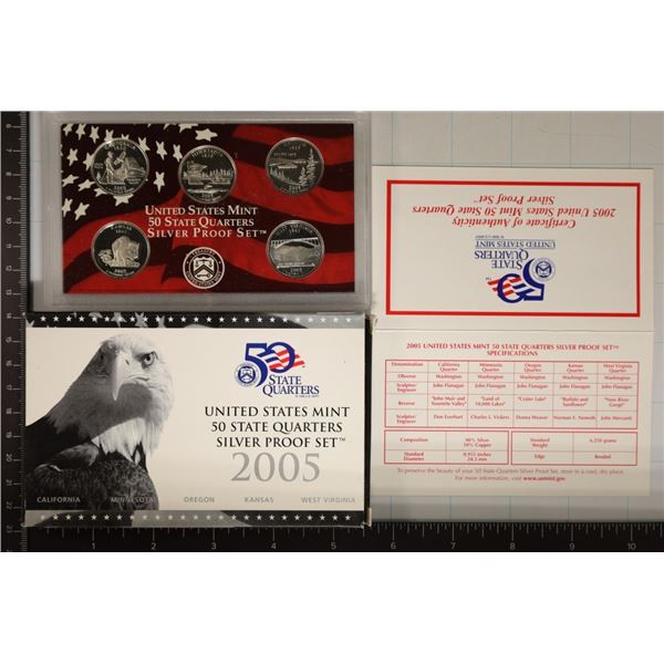 2005 SILVER US 50 STATE QUARTERS PROOF SET WITH