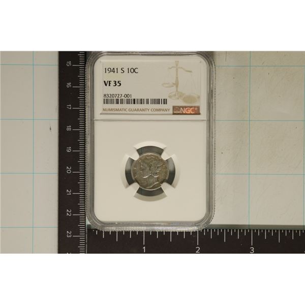 1941 SILVER MERCURY DIME NGC VERY FINE 35
