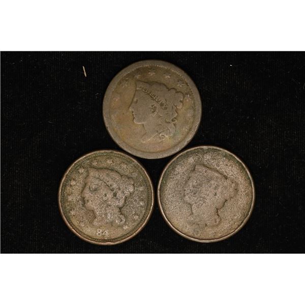 3 US LARGE CENTS. NO DATE / HARD TO READ