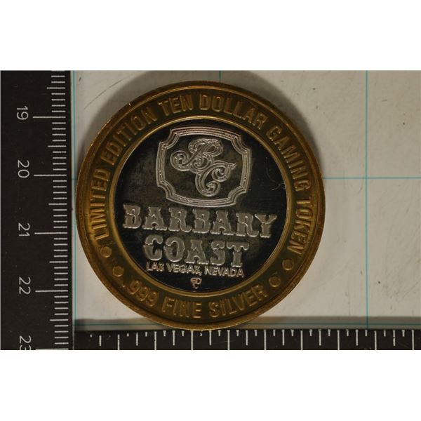 CASINO $10 SILVER TOKEN (UNC) BARBARY COAST