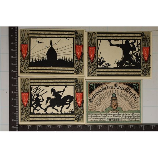 4-1921 GERMAN CRISP UNC NOTGELDS:3-50 PFENNING &