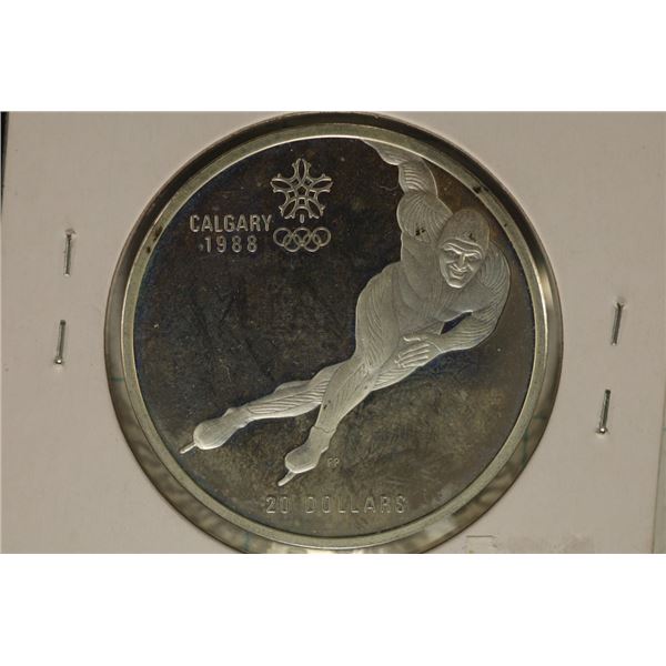 1985 CANADA SILVER PROOF $20 CALGARY OLYMPIC COIN