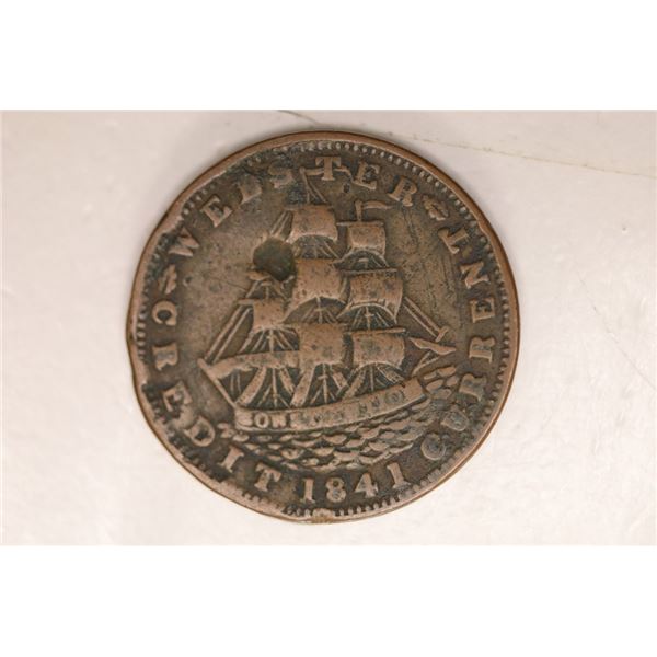 HARD TIMES TOKEN: 1837 ON ONE SIDE & 1841 WEBSTER