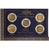 Image 1 : 2001 GOLD PLATED US 5 COIN QUARTER SET IN BLUE