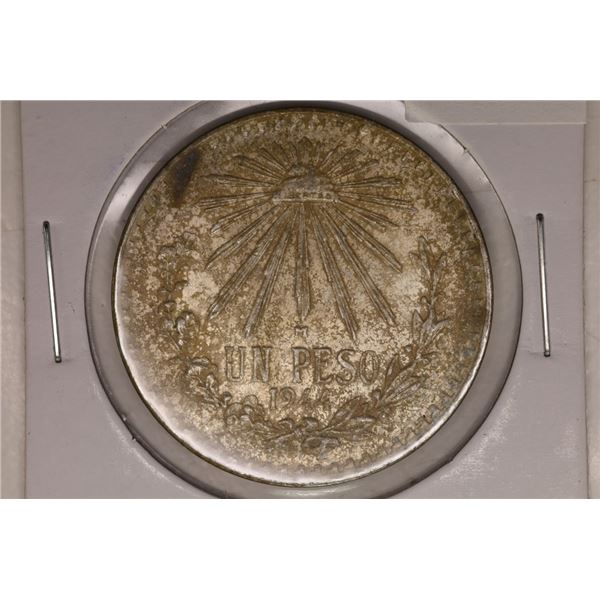 1944 MEXICO CAP & RAYS SILVER PESOS .3856 OZ. ASW