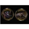 Image 1 : 2 COLORIZED 1 OZ. GOLD PLATED AUSTRALIA  RARE WILD
