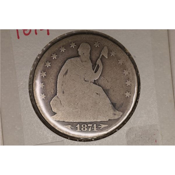 1874 SILVER SEATED LIBERTY HALF DOLLAR