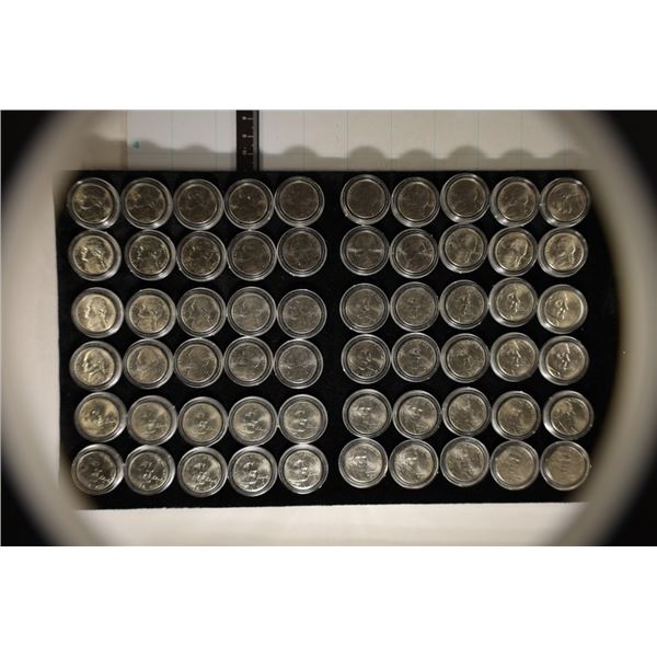 60-BRILLIANT UNC NICKELS IN HARD PLASTIC CAPSULES: