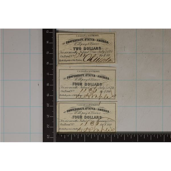 3-1861 CONFEDERATE STATES OF AMERICA BONDS: 1