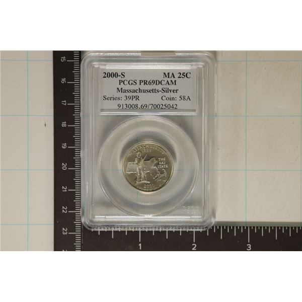2000-S SILVER MASSACHUSETTS QUARTER PCGS PR69