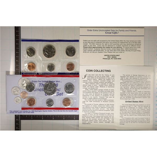 1998 US MINT SET (UNC) P/D (WITH ENVELOPE)