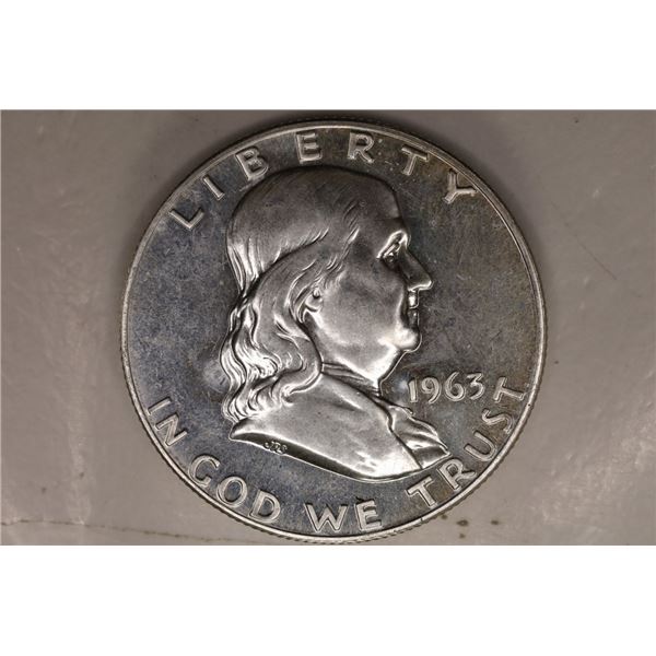 1963 SILVER FRANKLIN HALF DOLLAR. BRILLIANT UNC