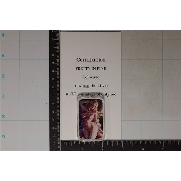 1 TROY OZ .999 FINE SILVER LIMITED EDITION ART BAR