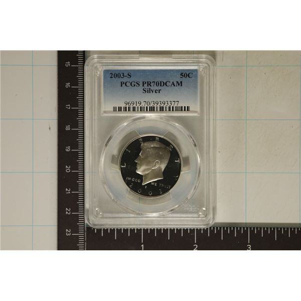 2003-S SILVER KENNEDY HALF DOLLAR PCGS PR70 DCAM