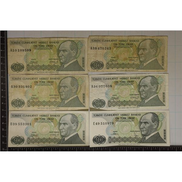 6-1970 TURKEY 10 LIRASI BILLS