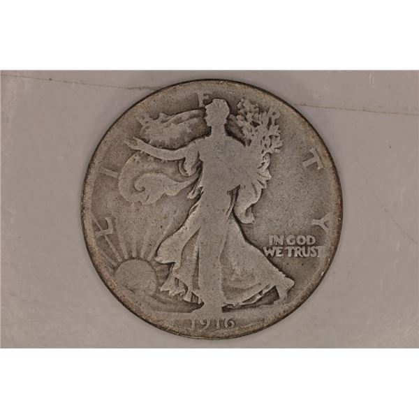 1916 SILVER WALKING LIBERTY HALF DOLLAR 1ST YEAR