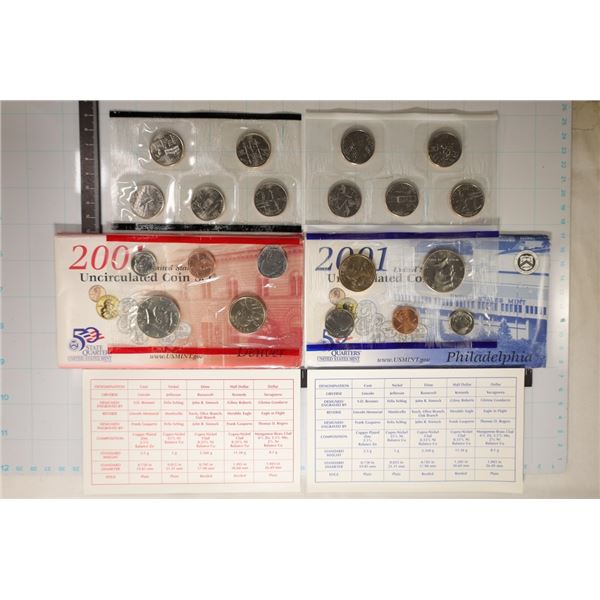 2001 US MINT SET (UNC) P/D (WITH ENVELOPES) AND