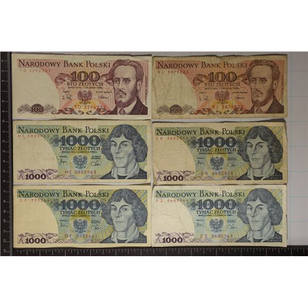 6-POLAND BILLS 2-1988 ONE HUNDRED ZLOTYCH &