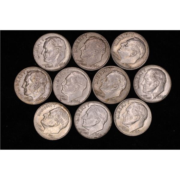 7-1964 & 3-1964-D SILVER ROOSELVELT DIMES .723