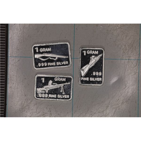 3-1 GRAM .999 SILVER INGOTS WEAPON THEMED