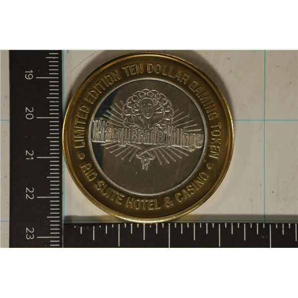 CASINO $10 SILVER TOKEN (UNC) RIO SUITE HOTEL