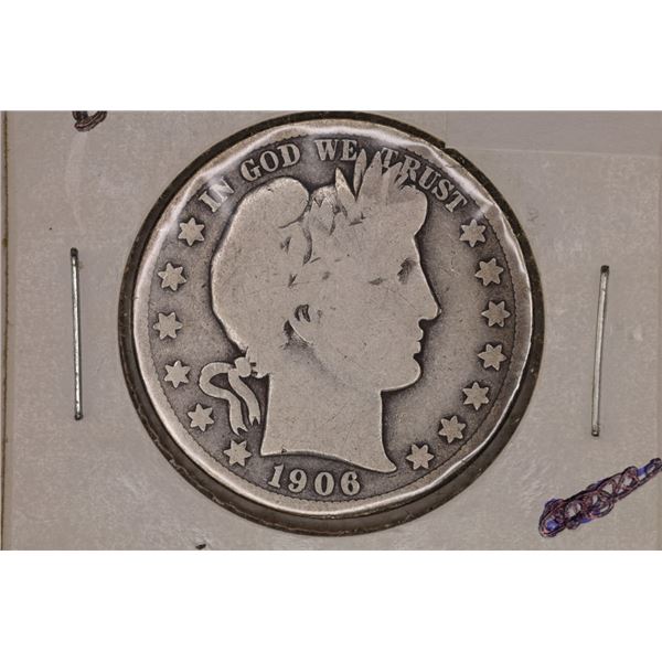1906-D SILVER BARBER HALF DOLLAR