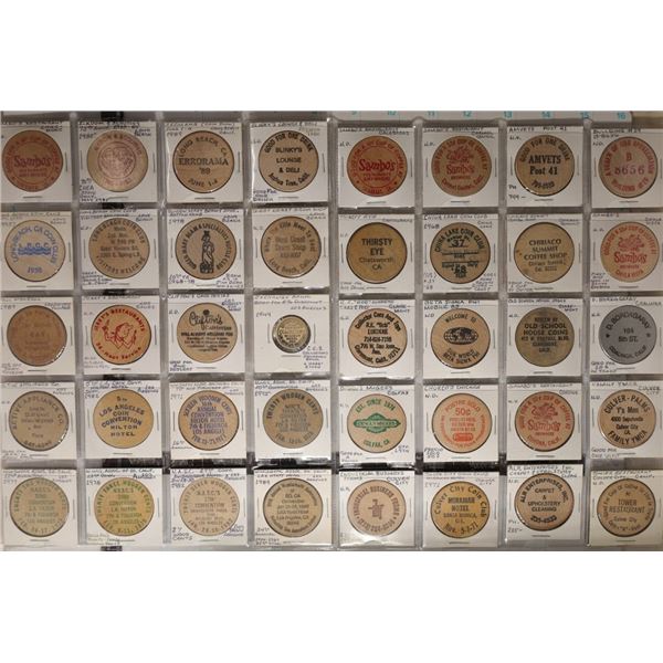 40 WOODEN NICKELS: SEE PICTURES