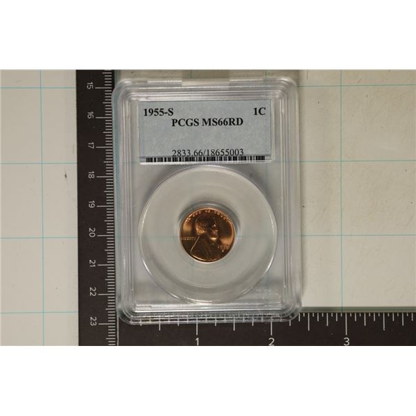 1955-S LINCOLN WHEAT CENT PCGS MS66RD
