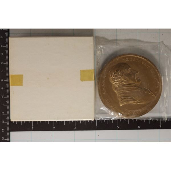 1971 US BRONZE 3" JOHN ADAMS PEACE & FRIENDSHIP