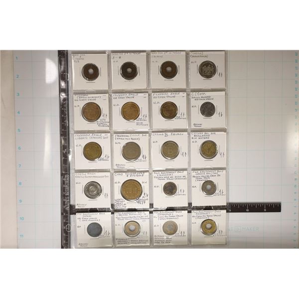 20-ASSORTED ARCADE & AMUSEMENT PARK TOKENS: