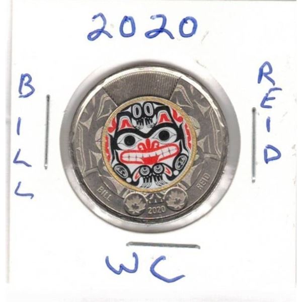 2020 Canadian Toonie, Bill Reid With Colour