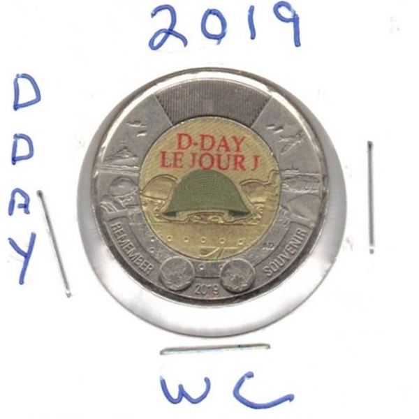 2019 Canadian Toonie, D - Day With Colour