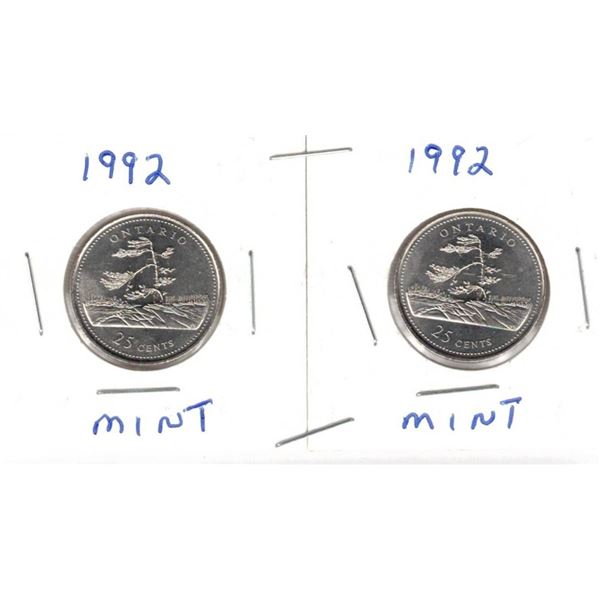 1992 Canadian Quarters, Ontario, Mint