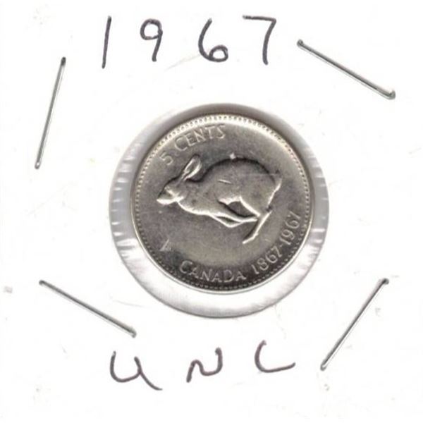 1967 Canadian Centennial nickel - Rabbit, MINT