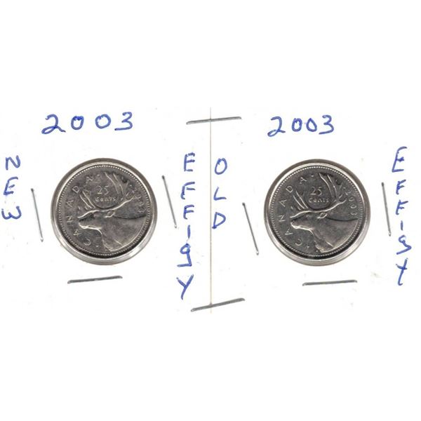 2003 Canadian Quarters, New Effigy and Old Effigy
