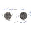Image 1 : 2001 Canadian Quarters 2001-P And 2001 NO P MINT-RARE