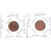 Image 1 : 2003 Canadian Small Cent Pennys, Old Effigy and New Effigy Non-Magnetic