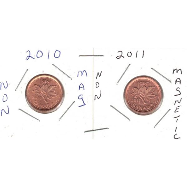Canadian Small Cent Pennys, Non-Magnetic