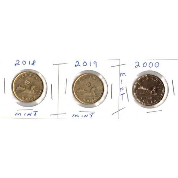 Canadian Loonie,MINT, 2018-2000